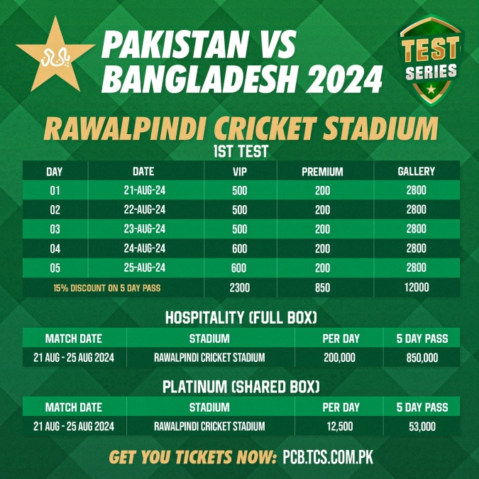 PCB announces ticket prices for Bangladesh Tests