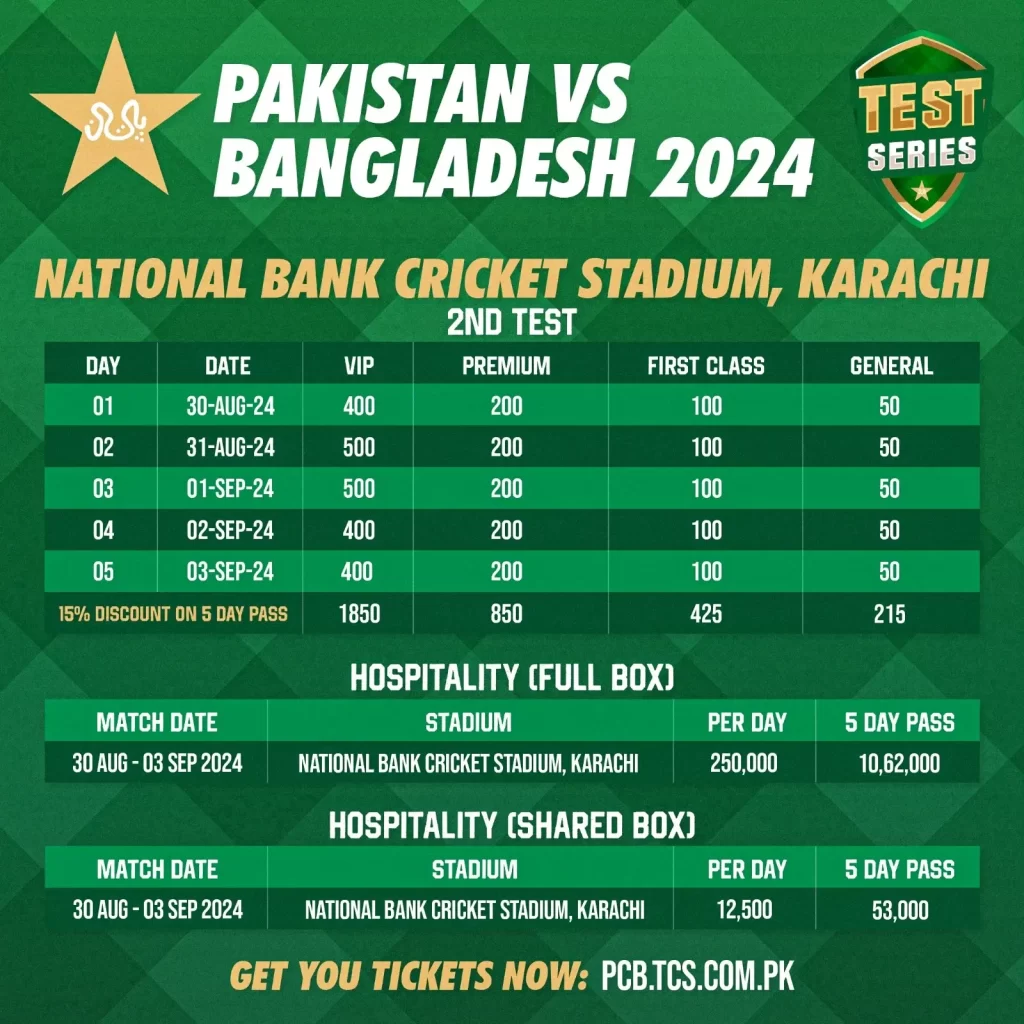 PCB announces ticket prices for Bangladesh Test in Karachi