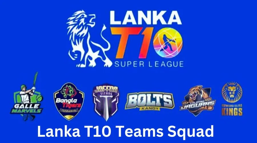 Lanka T10 teams squad, including captains and player rosters for each team.