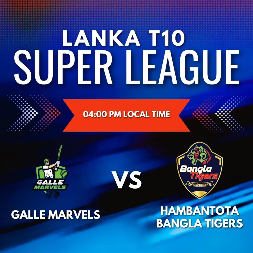 Hambantota Bangla Tigers players celebrating after beating Galle Marvels by 5 wickets in Match 21 of Lanka T10 Super League 2024.