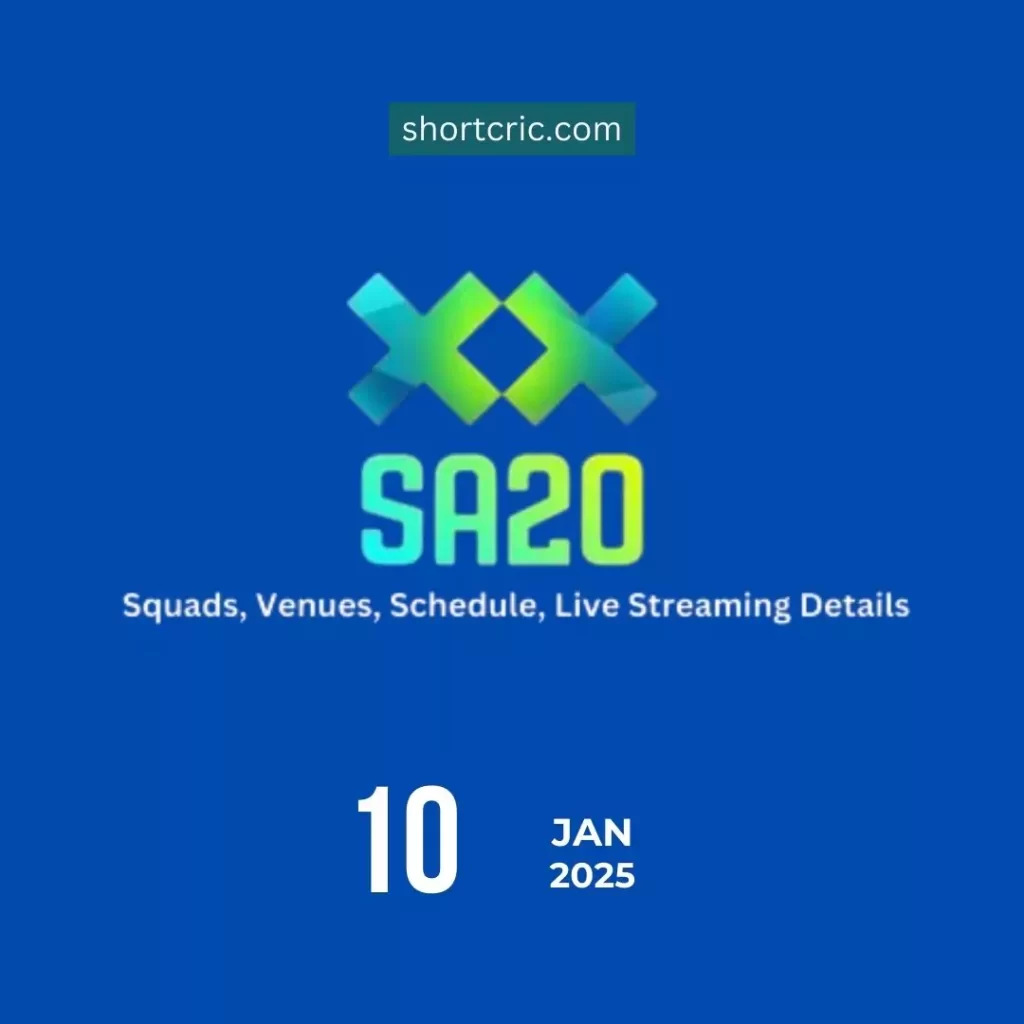 SA20 2025 cricket tournament logo with SA20 live streaming icons